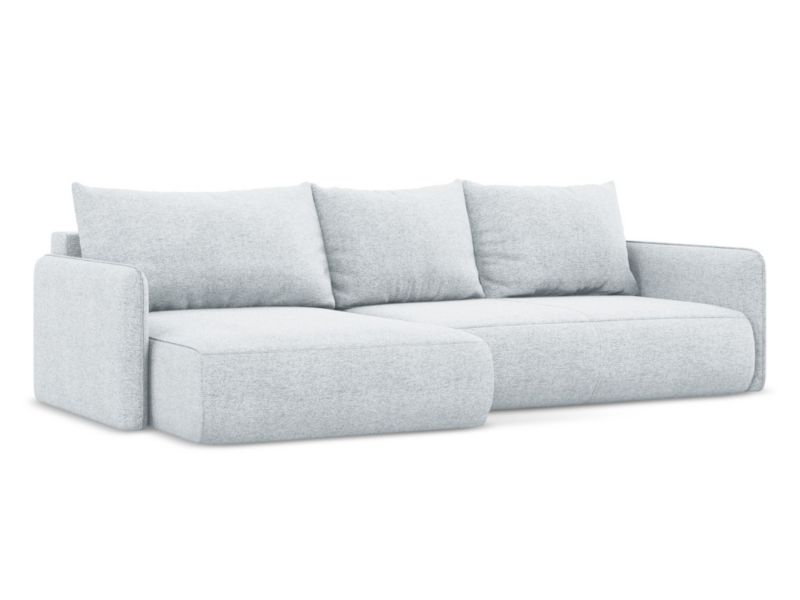 Narożnik lewostronny z funkcją spania Makamii Nanea z tkaniny szenilowej 240x148 cm jasny niebieski 1 szt.