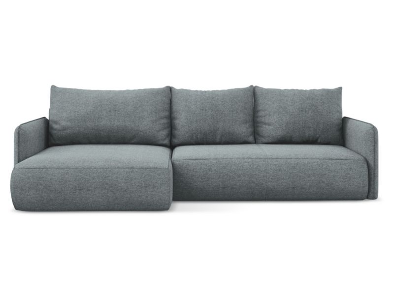 Narożnik lewostronny z funkcją spania Makamii Nanea z tkaniny szenilowej 240x148 cm jeans 1 szt.