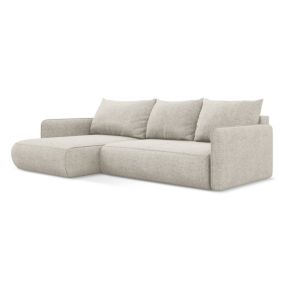 Narożnik lewostronny z funkcją spania Makamii Nanea z tkaniny szenilowej 240x148 cm srebrny 1 szt.