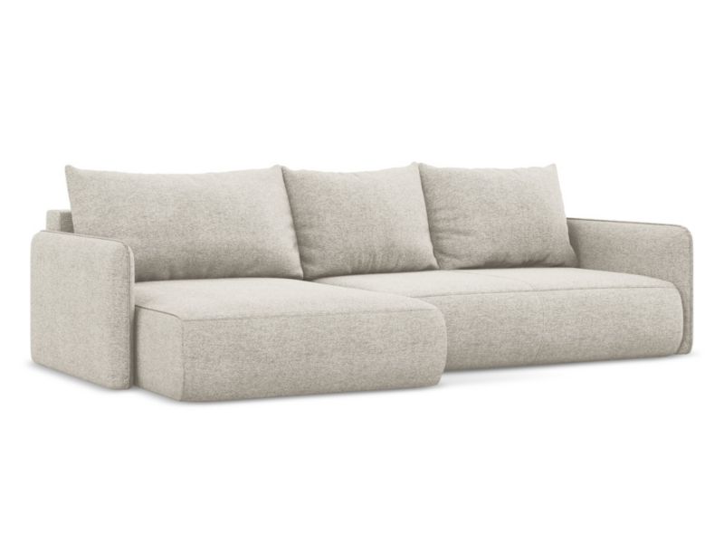 Narożnik lewostronny z funkcją spania Makamii Nanea z tkaniny szenilowej 240x148 cm srebrny 1 szt.