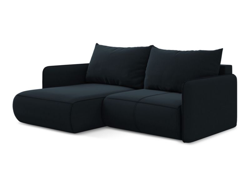 Narożnik lewostronny z funkcją spania Makamii Nanea z weluru 207x148 cm królewski niebieski 1 szt.
