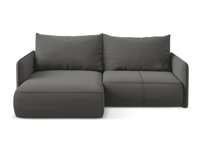Narożnik lewostronny z funkcją spania Makamii Nanea z weluru 207x148 cm stalowy 1 szt.