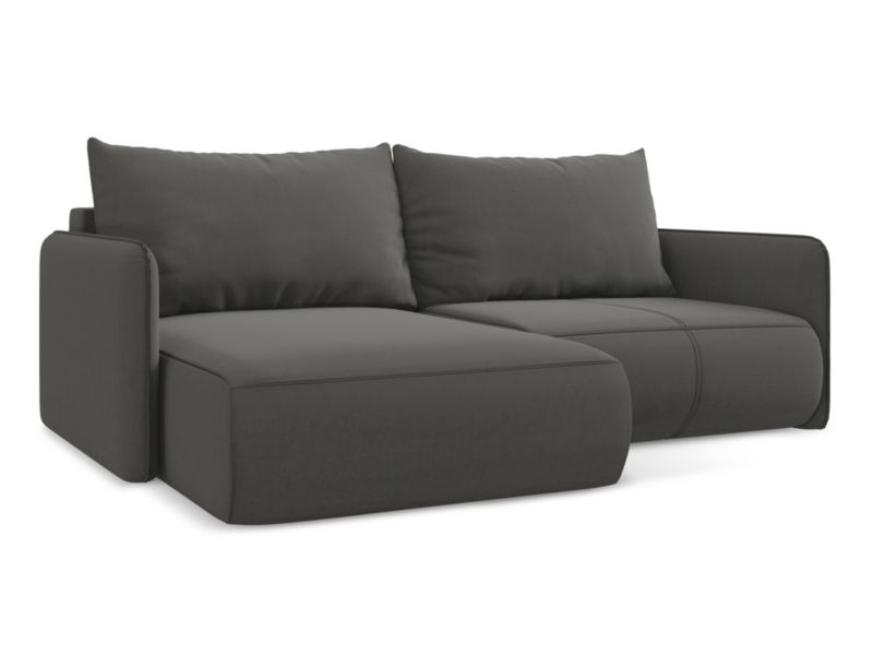 Narożnik lewostronny z funkcją spania Makamii Nanea z weluru 207x148 cm stalowy 1 szt.