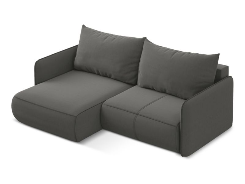 Narożnik lewostronny z funkcją spania Makamii Nanea z weluru 207x148 cm stalowy 1 szt.