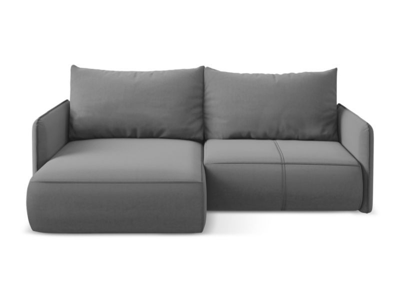 Narożnik lewostronny z funkcją spania Makamii Nanea z weluru 207x148 cm szary 1 szt.