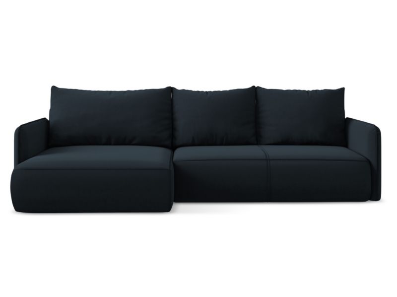 Narożnik lewostronny z funkcją spania Makamii Nanea z weluru 240x148 cm królewski niebieski 1 szt.