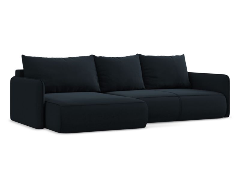 Narożnik lewostronny z funkcją spania Makamii Nanea z weluru 240x148 cm królewski niebieski 1 szt.