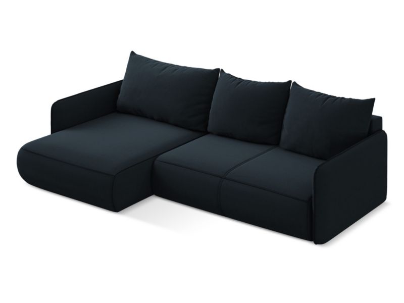 Narożnik lewostronny z funkcją spania Makamii Nanea z weluru 240x148 cm królewski niebieski 1 szt.