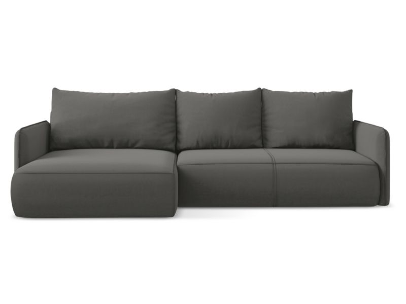 Narożnik lewostronny z funkcją spania Makamii Nanea z weluru 240x148 cm stalowy 1 szt.