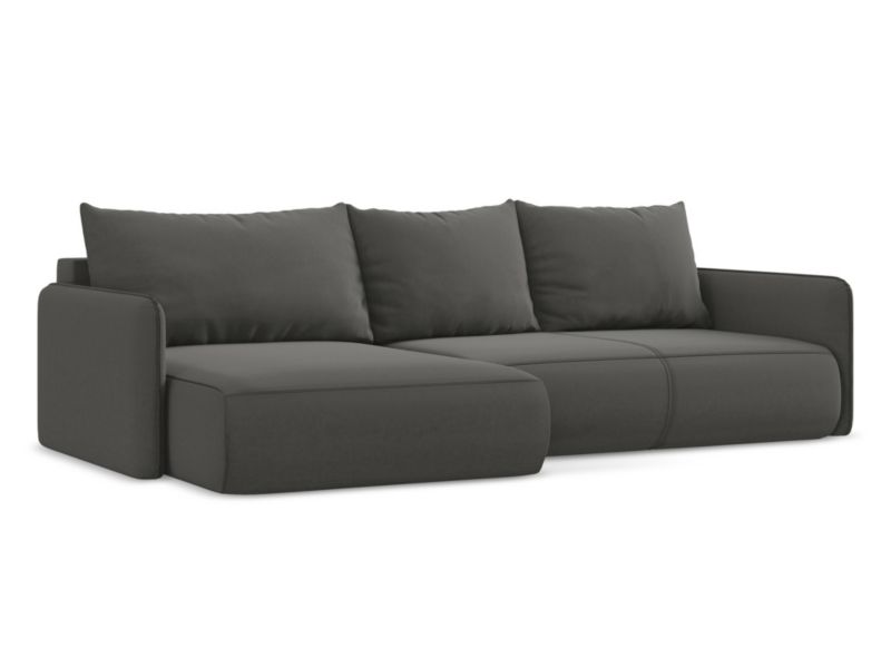 Narożnik lewostronny z funkcją spania Makamii Nanea z weluru 240x148 cm stalowy 1 szt.