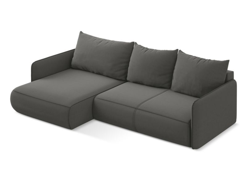 Narożnik lewostronny z funkcją spania Makamii Nanea z weluru 240x148 cm stalowy 1 szt.