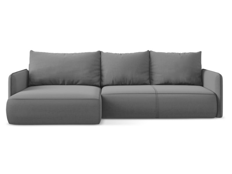 Narożnik lewostronny z funkcją spania Makamii Nanea z weluru 240x148 cm szary 1 szt.