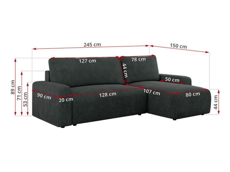 Narożnik MKS Meble ARGOS L uniwersalny ciemnoszary struktura 1szt.