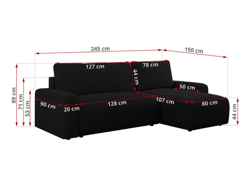 Narożnik MKS Meble ARGOS L uniwersalny czarny boucle 1szt.