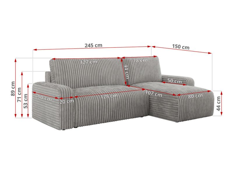 Narożnik MKS Meble ARGOS L uniwersalny jasnoszary sztruks 1szt.