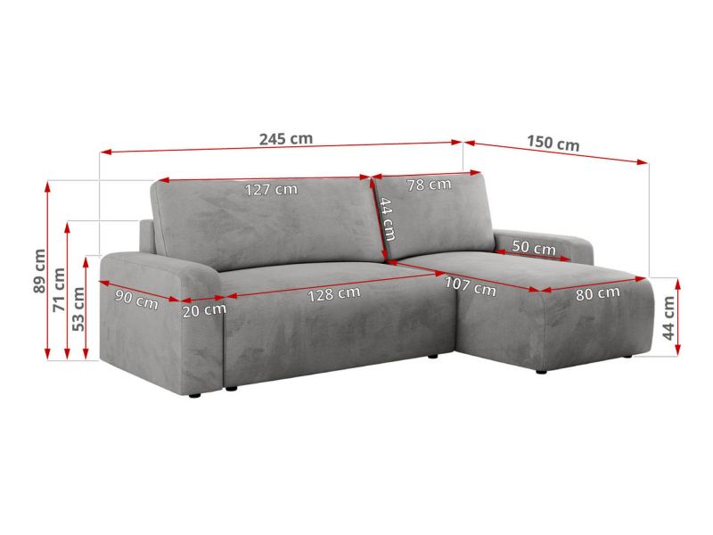 Narożnik MKS Meble ARGOS L uniwersalny jasnoszary welwet 1szt.