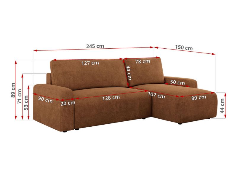 Narożnik MKS Meble ARGOS L uniwersalny pomarańczowy struktura 1szt.