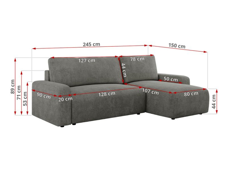 Narożnik MKS Meble ARGOS L uniwersalny szary struktura 1szt.