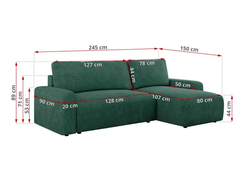 Narożnik MKS Meble ARGOS L uniwersalny zielony struktura 1szt.