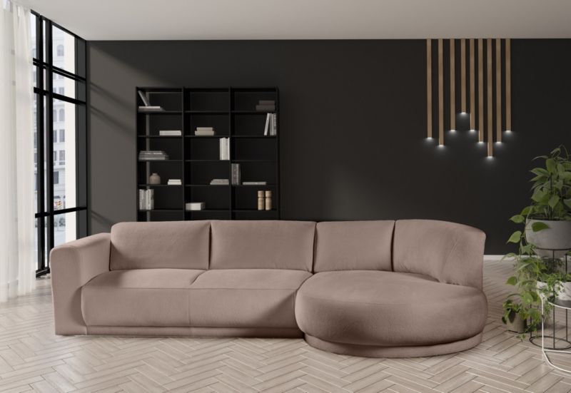 Narożnik prawostronny Bettso Lobiano 360x159 cm z funkcją spania jasnobrązowy 1szt.