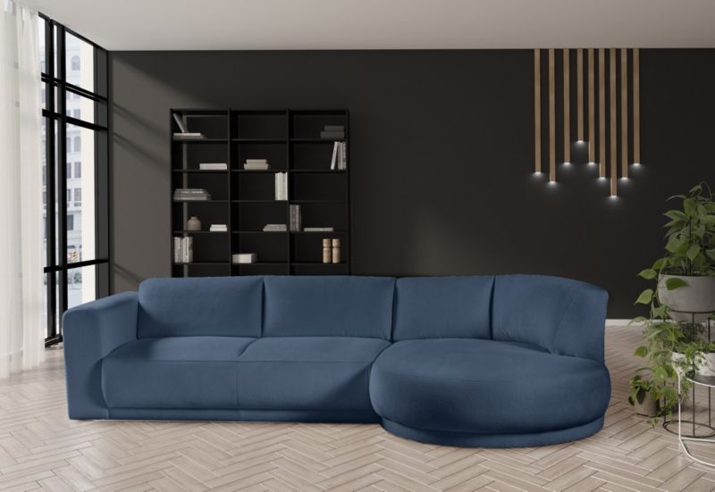 Narożnik prawostronny Bettso Lobiano 360x159 cm z funkcją spania niebieski 1szt.