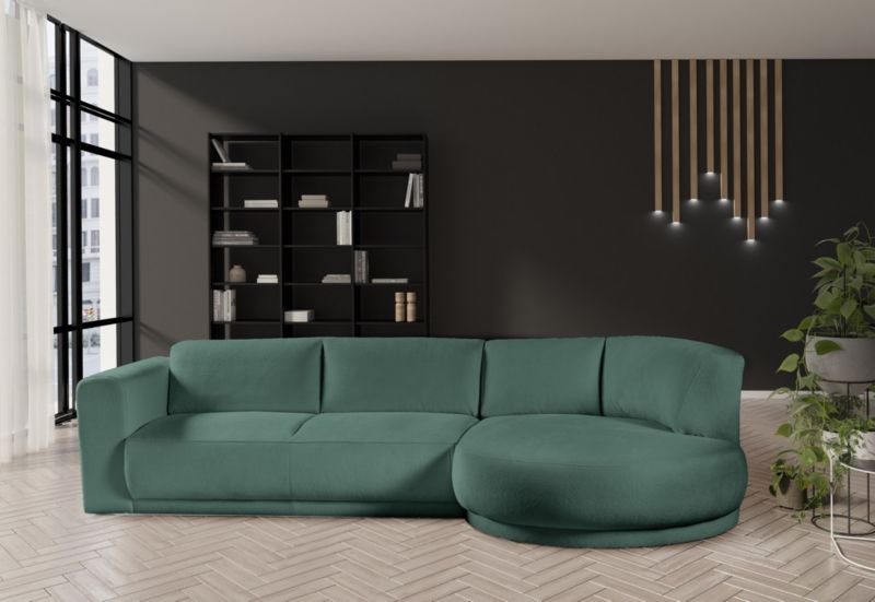 Narożnik prawostronny Bettso Lobiano 360x159 cm z funkcją spania zielony 1szt.