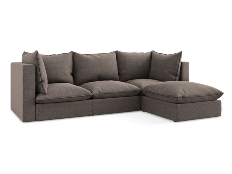 Narożnik prawostronny LaMiaSofa RAVENNA z tkaniny bouclé 255x165 cm czekoladowy 1 szt.