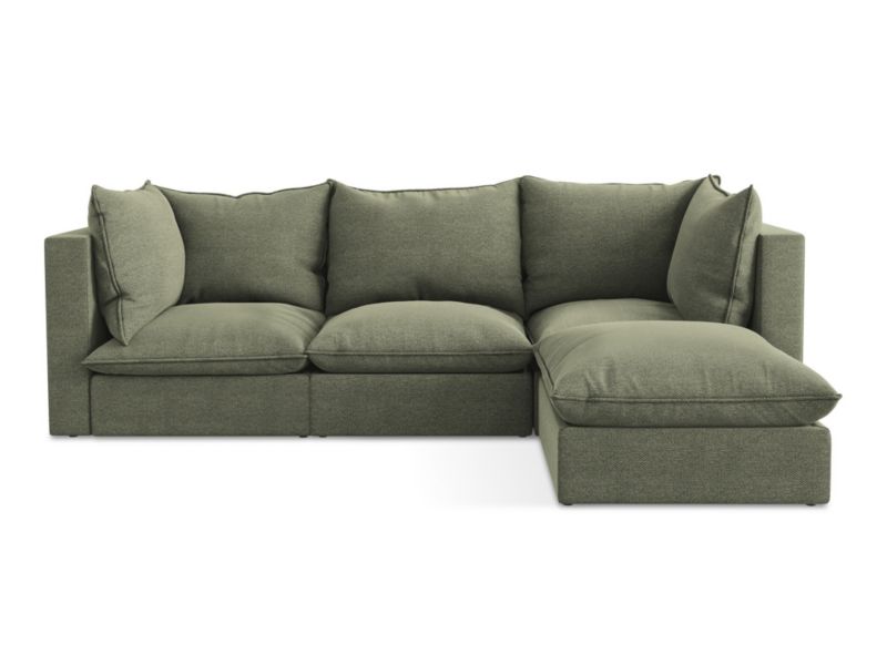Narożnik prawostronny LaMiaSofa RAVENNA z tkaniny bouclé 255x165 cm oliwkowy 1 szt.