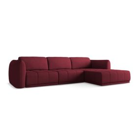 Narożnik prawostronny Makamii Hoku z tkaniny szenilowej 290x170 cm bordo 1 szt.