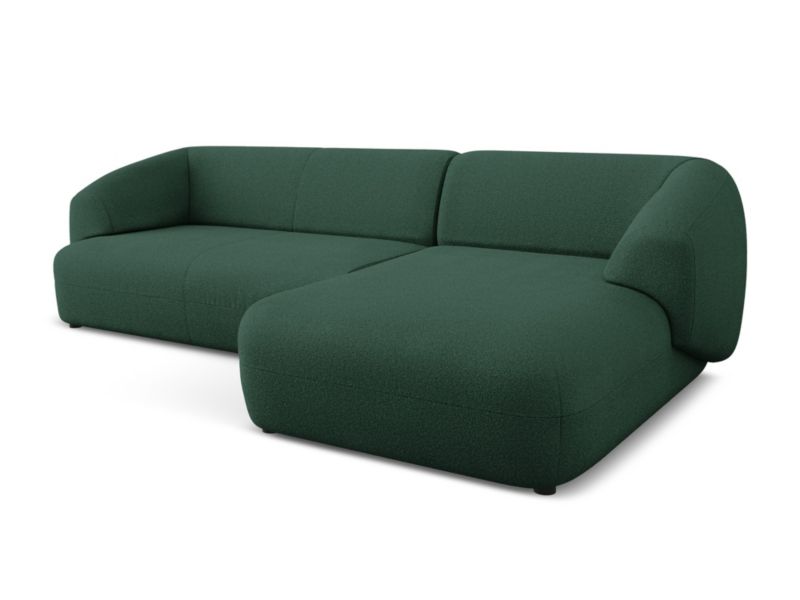 Narożnik prawostronny Makamii Moana z tkaniną boucle 280x156 cm butelkowa zieleń 1 szt.