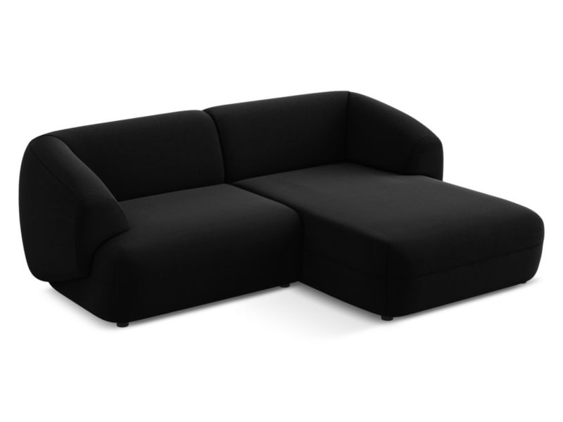Narożnik prawostronny Makamii Moana z weluru 230x98 cm czarny 1 szt.