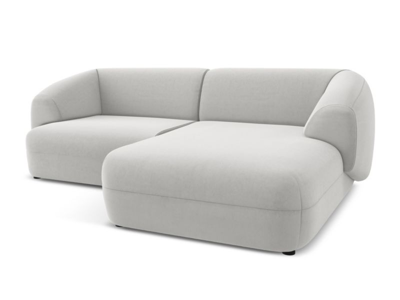 Narożnik prawostronny Makamii Moana z weluru 230x98 cm srebrny 1 szt.