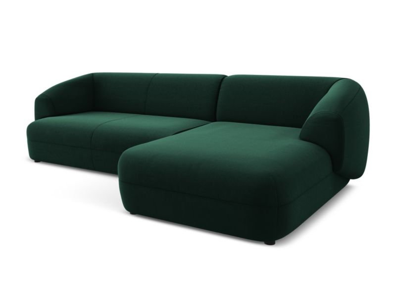 Narożnik prawostronny Makamii Moana z weluru 280x156 cm butelkowa zieleń 1 szt.