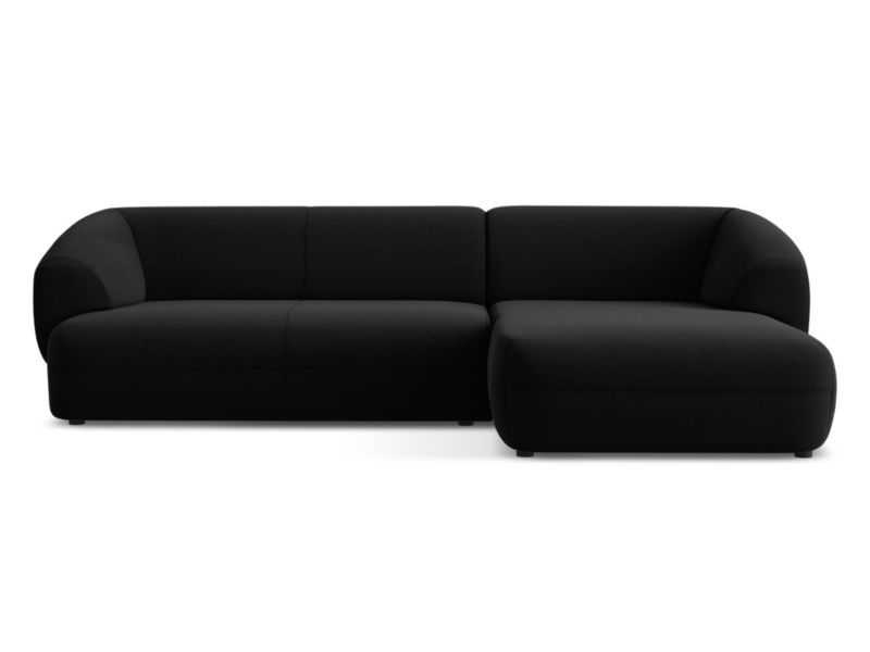 Narożnik prawostronny Makamii Moana z weluru 280x156 cm czarny 1 szt.