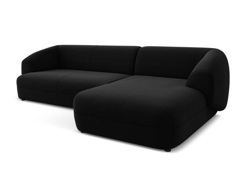 Narożnik prawostronny Makamii Moana z weluru 280x156 cm czarny 1 szt.