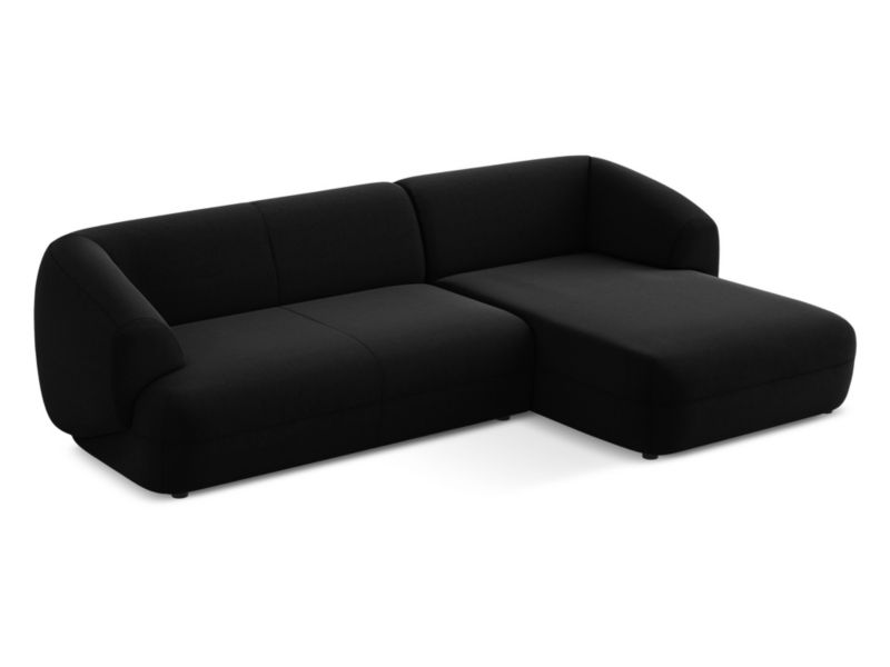 Narożnik prawostronny Makamii Moana z weluru 280x156 cm czarny 1 szt.