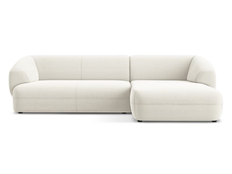 Narożnik prawostronny Makamii Moana z weluru 280x156 cm jasny beż 1 szt.