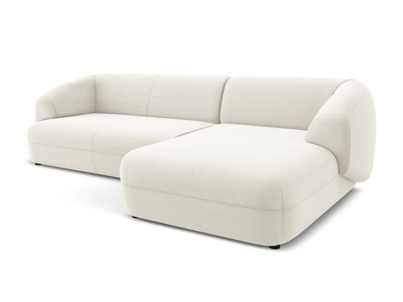Narożnik prawostronny Makamii Moana z weluru 280x156 cm jasny beż 1 szt.