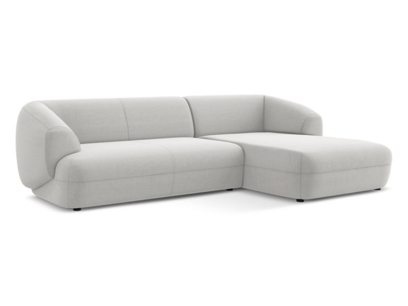 Narożnik prawostronny Makamii Moana z weluru 280x156 cm srebrny 1 szt.