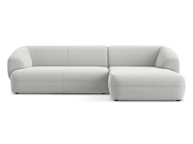 Narożnik prawostronny Makamii Moana z weluru 280x156 cm srebrny 1 szt.