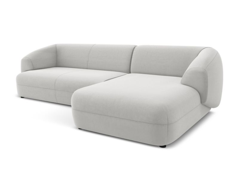 Narożnik prawostronny Makamii Moana z weluru 280x156 cm srebrny 1 szt.