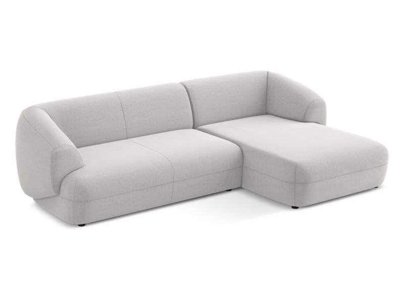 Narożnik prawostronny Makamii Moana z weluru 280x156 cm srebrny 1 szt.