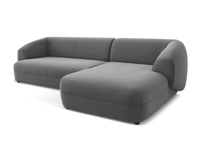 Narożnik prawostronny Makamii Moana z weluru 280x156 cm stalowy 1 szt.