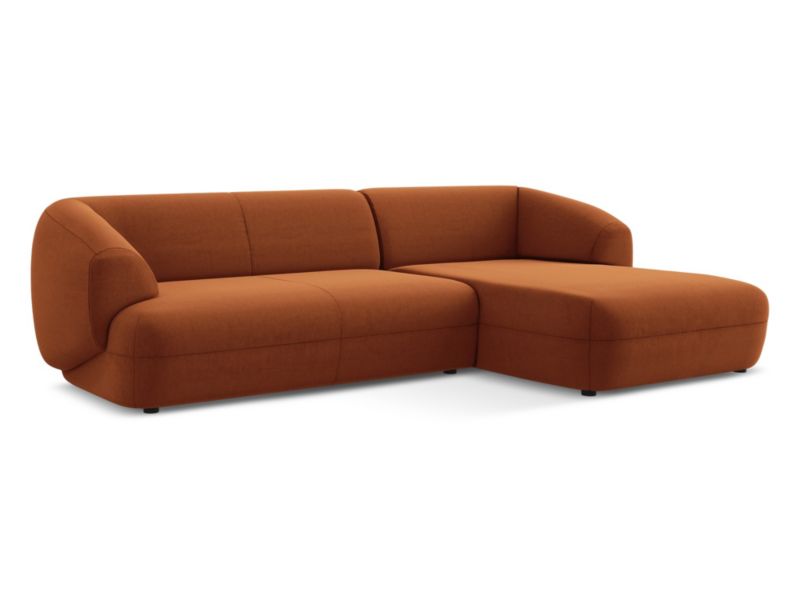 Narożnik prawostronny Makamii Moana z weluru 280x156 cm terakota 1 szt.