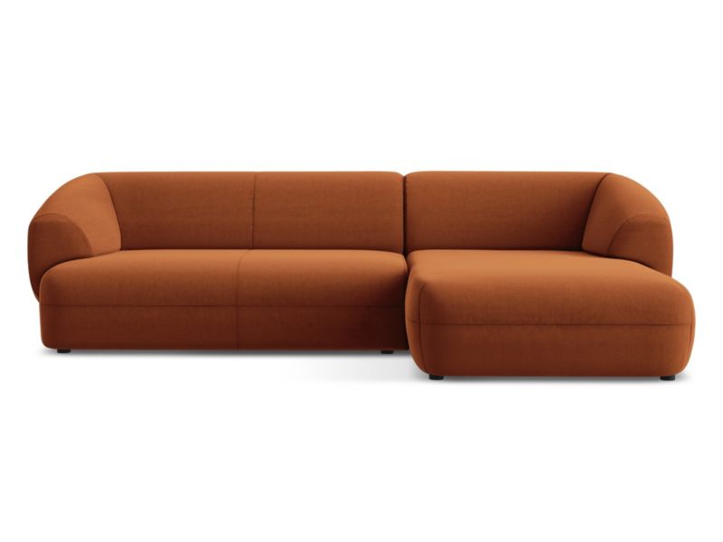 Narożnik prawostronny Makamii Moana z weluru 280x156 cm terakota 1 szt.