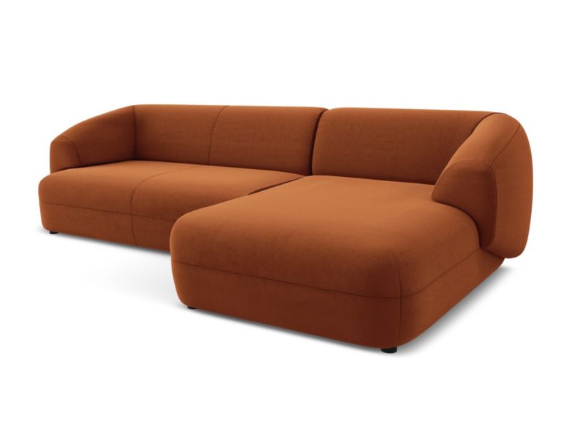 Narożnik prawostronny Makamii Moana z weluru 280x156 cm terakota 1 szt.