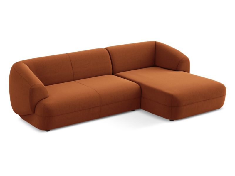 Narożnik prawostronny Makamii Moana z weluru 280x156 cm terakota 1 szt.