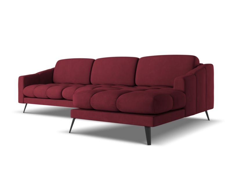 Narożnik prawostronny Makamii Nalu z tkaniny szenilowej 264x160 cm bordo 1 szt.