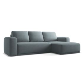 Narożnik prawostronny z funkcją spania Makamii Kaila z tkaniny szenilowej 258x160 cm jeans 1 szt.