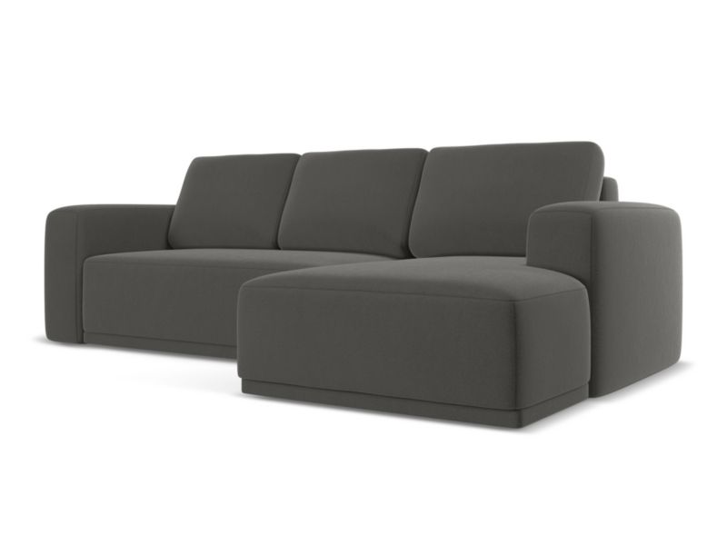 Narożnik prawostronny z funkcją spania Makamii Kaila z weluru 258x160 cm stalowy 1 szt.